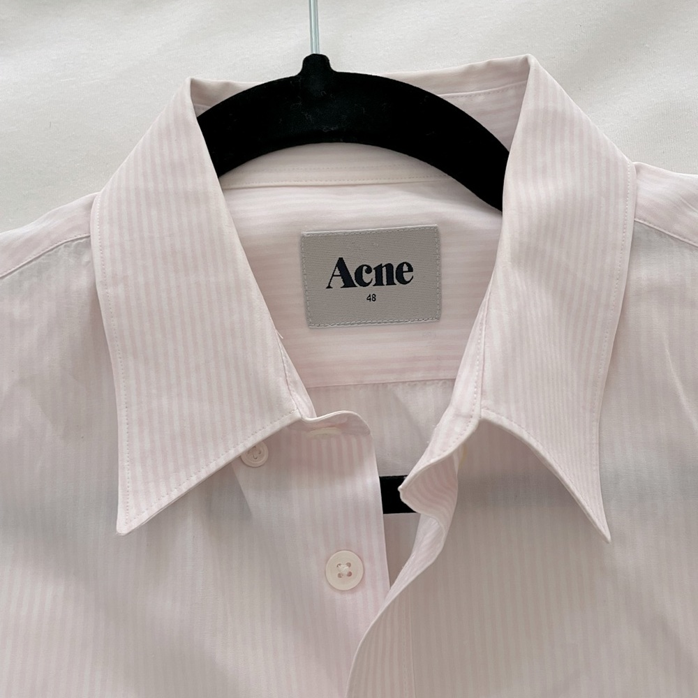 Acne Men’s Pink Pinstriped Cotton Oxford Shirt